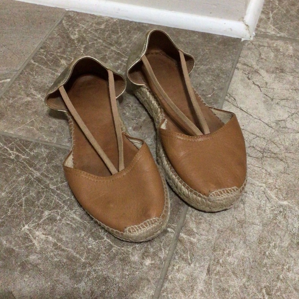 Women’s Tan Espadrille Flats with Ankle Strap